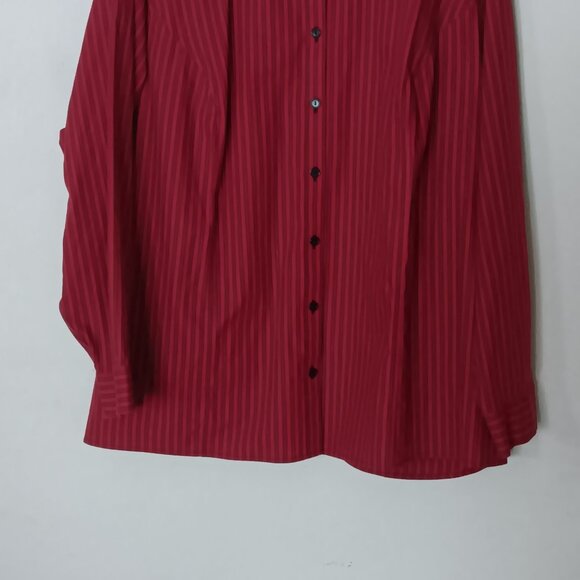 Catherines Womens Plus Size 2X Red Striped Button Down Shirt Non Iron Long Sleev - Picture 6 of 10